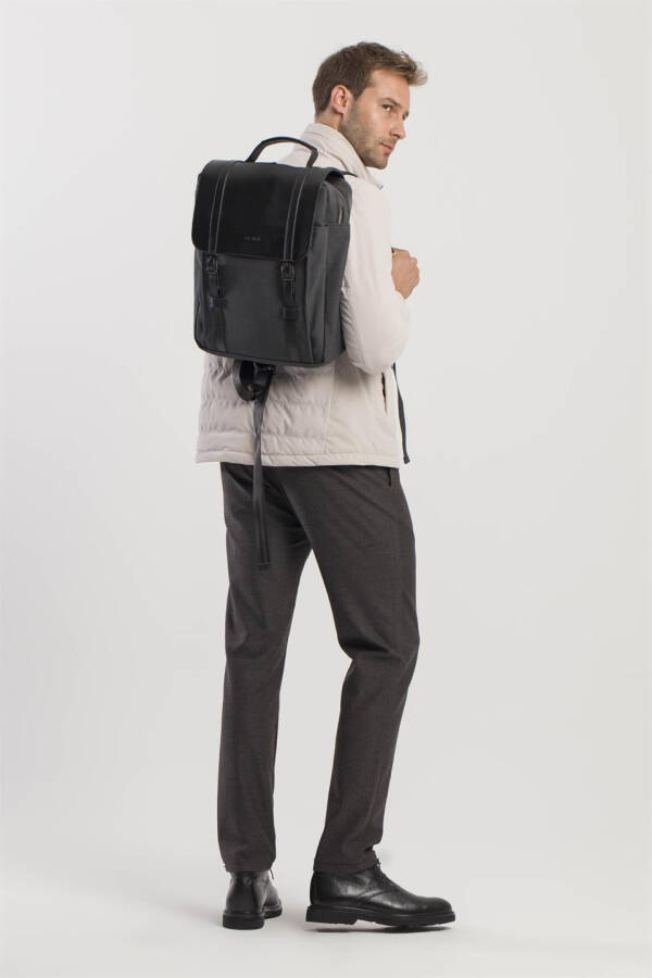 Black casual buckle backpack - 7