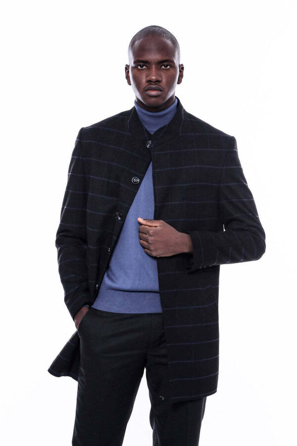 Black check collar coat - Wessi - 1