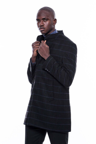 Black check collar coat - Wessi - 7