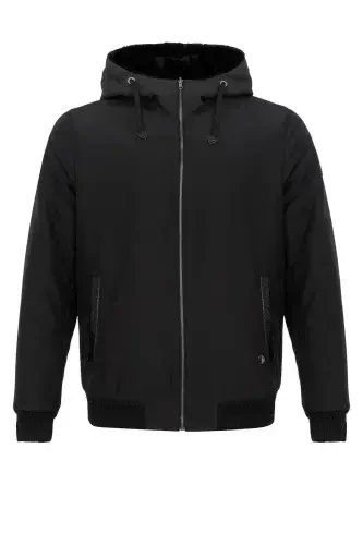 Black Chris Double-Sided Hooded Wool Men's Jacket - 6