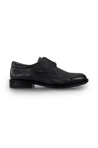 Black Classic Fit Genuine Leather Classic Shoes - 1