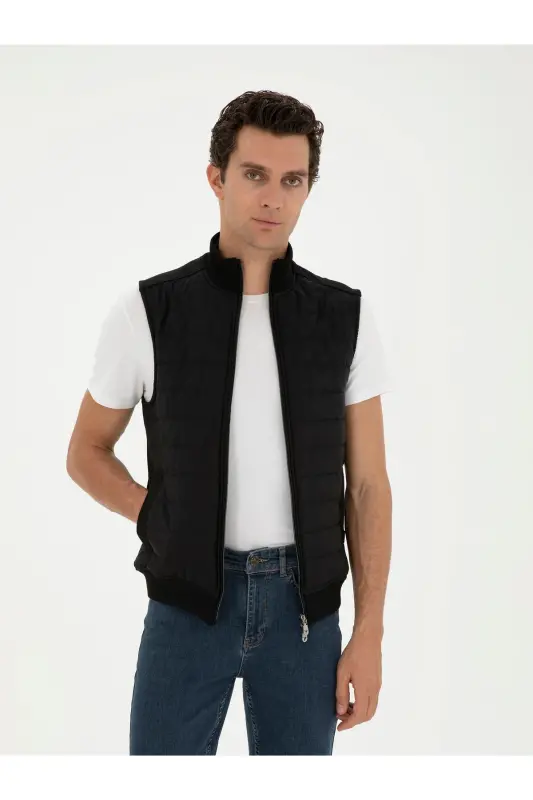 Black Coat Vest 50287900-VR046-Black - CACHAREL