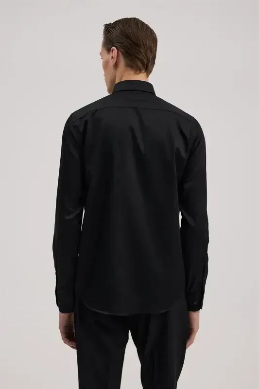 Black Comfort Fit 100% Cotton Non-Iron Shirt - 4