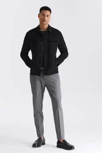 Black Comfort Fit Baby Collar All-Season Jacket - Modazone (1)