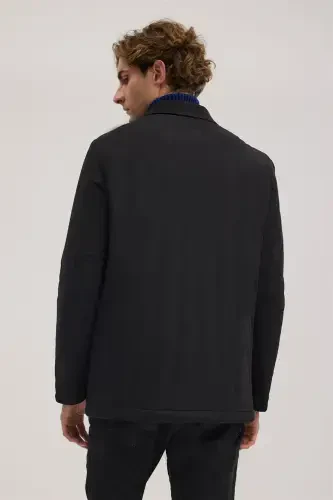 Black Comfort Fit Baby Collar Zippered Jacket - 4