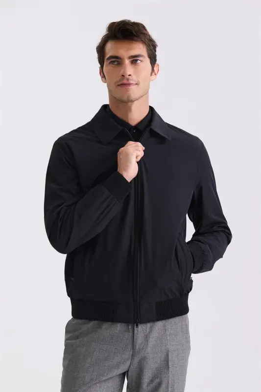 Black Comfort Fit Baby Neckline Seasonal Coat - JAKAMEN
