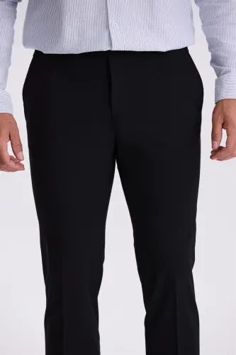 Black Comfort Fit Bamboo Blend Relaxed Fit Stretch Fabric Pants - 3