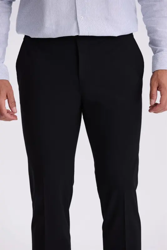 Black Comfort Fit Bamboo Blend Relaxed Fit Stretch Fabric Pants - 3