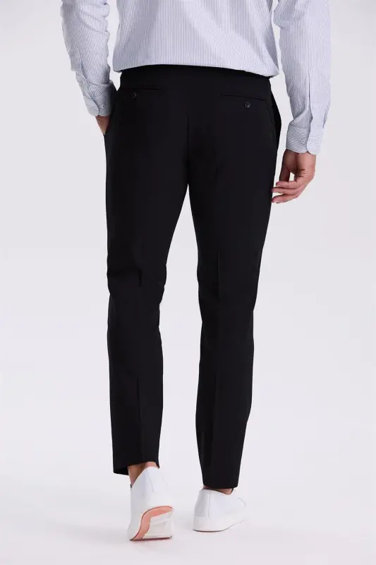 Black Comfort Fit Bamboo Blend Relaxed Fit Stretch Fabric Pants - 4