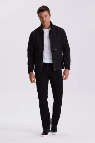 Black Comfort Fit Canvas Sports Pants - JAKAMEN (1)