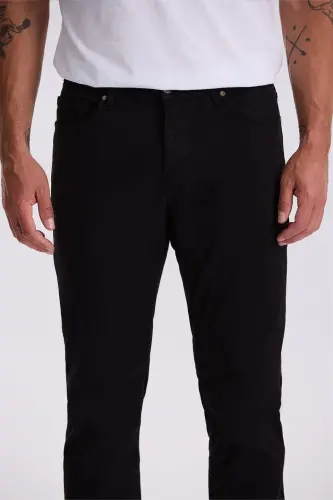 Black Comfort Fit Canvas Sports Pants - 3