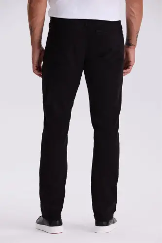 Black Comfort Fit Canvas Sports Pants - 4