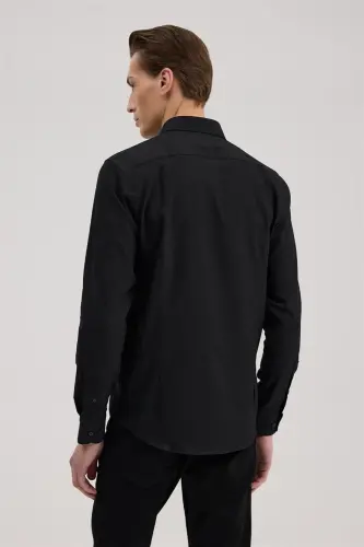 Black Comfort Fit Classic Collar Cotton Blend Shirt - 4