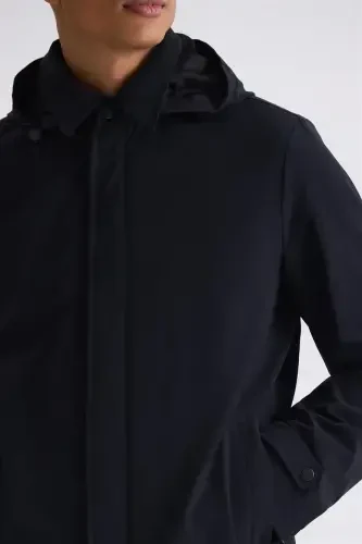 Black Comfort Fit Hoodie with Concealed Zip Classic Jacket - 3