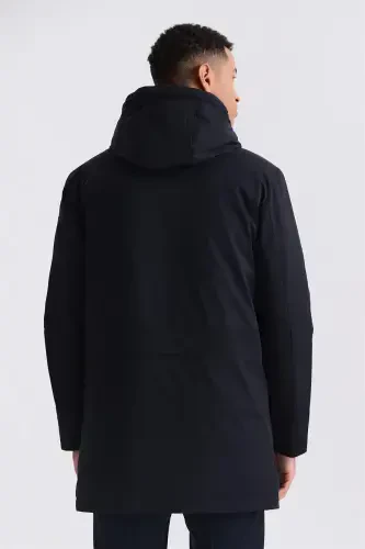 Black Comfort Fit Hoodie with Hidden Zip Winter Coat - 4