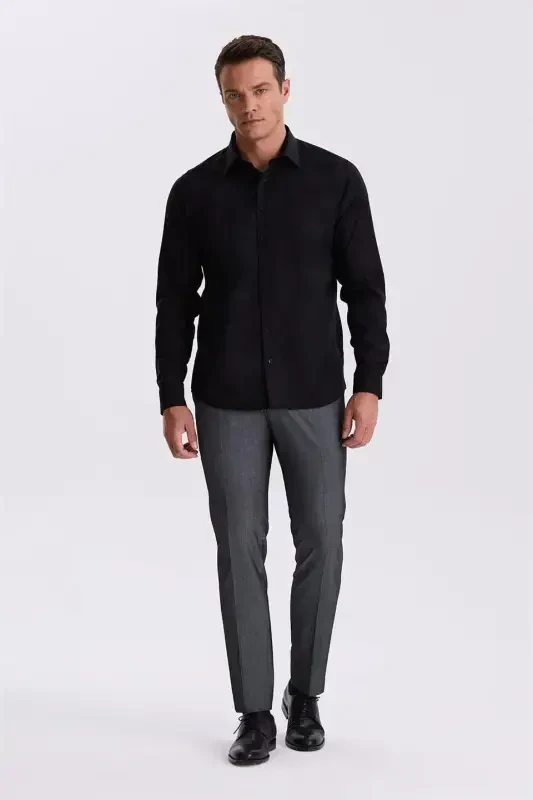 Black Comfort Fit Non-Iron 100% Cotton Non Iron Shirt - 2