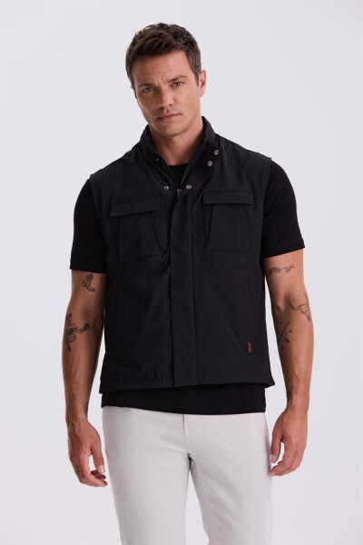 Black Comfort Fit Pocket Safari Vest - 5