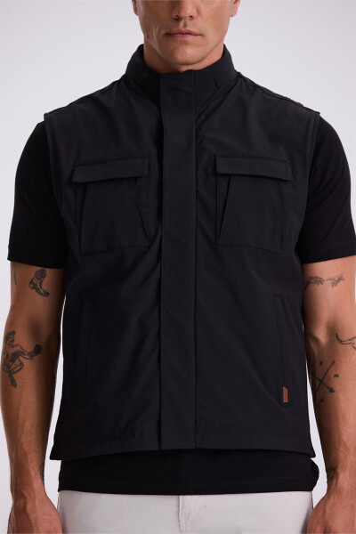 Black Comfort Fit Pocket Safari Vest - 7