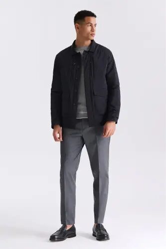 Black Comfort Fit Shirt Collar Seasonal Jacket - 2