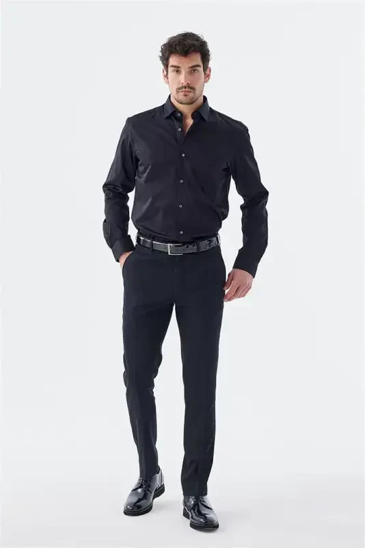 Black Comfort Fit Side Pocket Trousers - 2