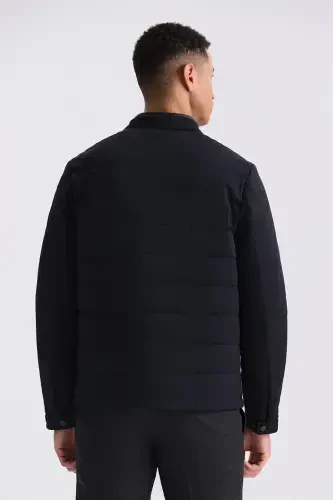 Black Comfort Fit Stand Collar Zip-Front Seasonal Jacket - 4