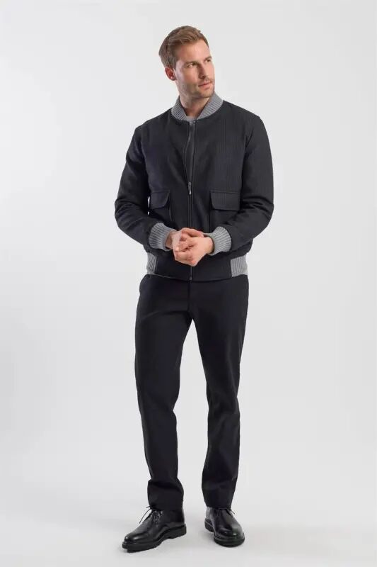 Black Comfort Fit Striped Crewneck Sweatshirt - 2