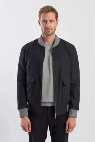 Black Comfort Fit Striped Crewneck Sweatshirt - 1