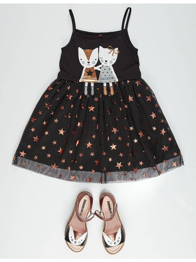 Black Copper Star Girl Dress - 3