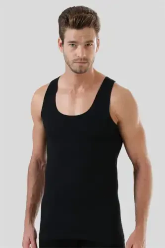 Black Cotton Lycra Men's Tank Top 3-Pack - BÜYÜKBEDENIZ (1)