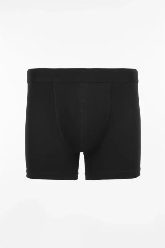 Black Cotton Stretch Fabric Plain Boxer - 1