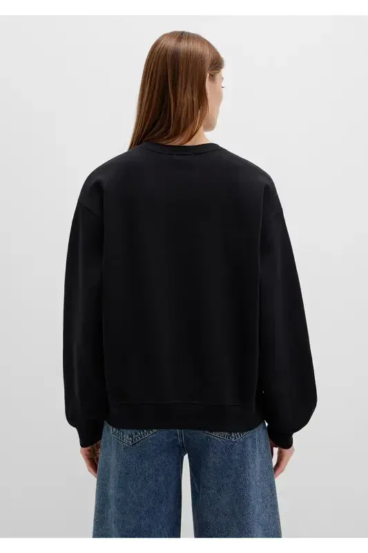 Black Crew Neck Basic Sweatshirt 1610198-900 - 5