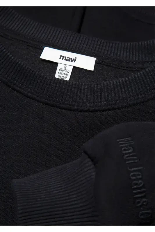 Black Crew Neck Basic Sweatshirt 1610198-900 - 8