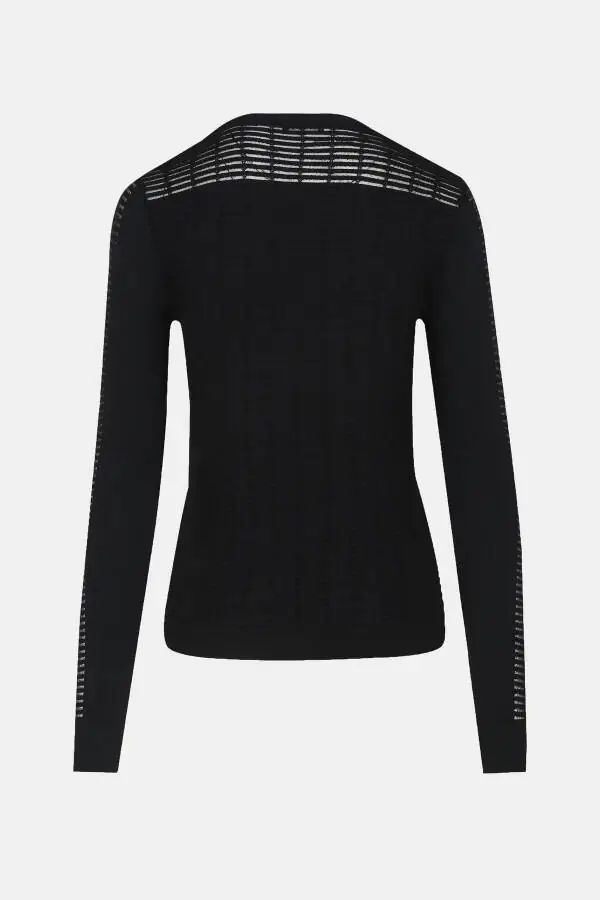 BLACK CREW NECK KNIT - 2