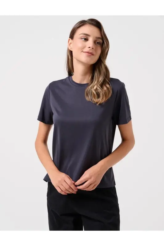 Black Crew Neck Short Sleeve Basic T-Shirt - 3