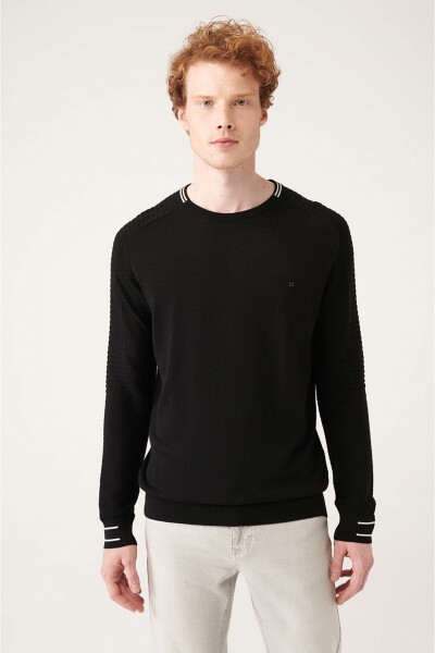 Black Crew Neck Sweater - 6