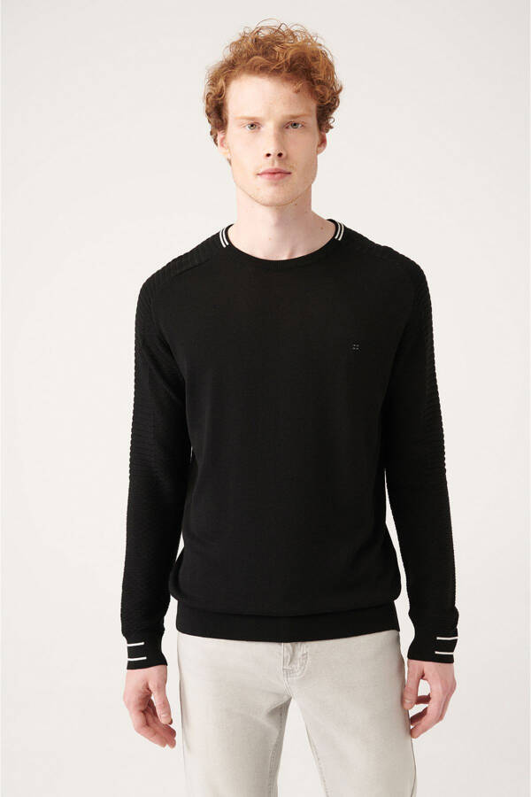 Black Crew Neck Sweater - 1