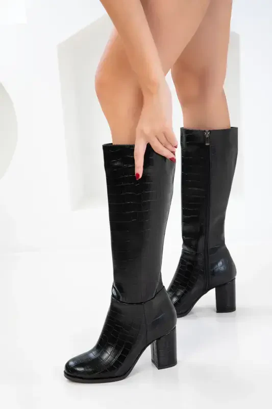 Black Crocodile Women's Boots - SOHO