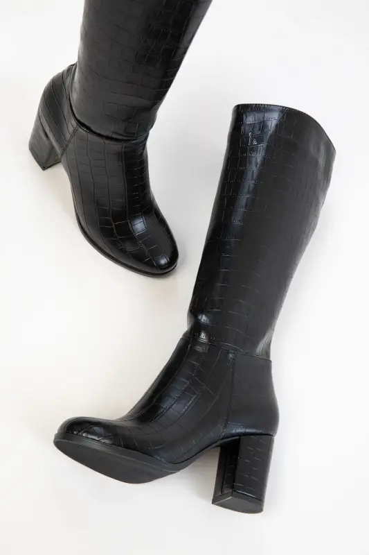 Black Crocodile Women's Boots - SOHO