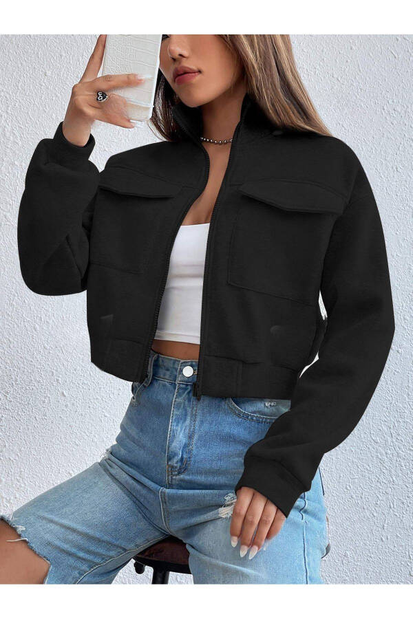 Black Crop Jacket - Cardigan - 1