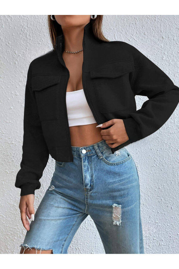 Black Crop Jacket - Cardigan - 2