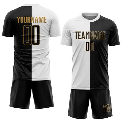 Black Custom Soccer Jerseys for Men Women Youth Kids, Personalized Soccer Jersey Printed Name Number Logo Mens Clothing - 1