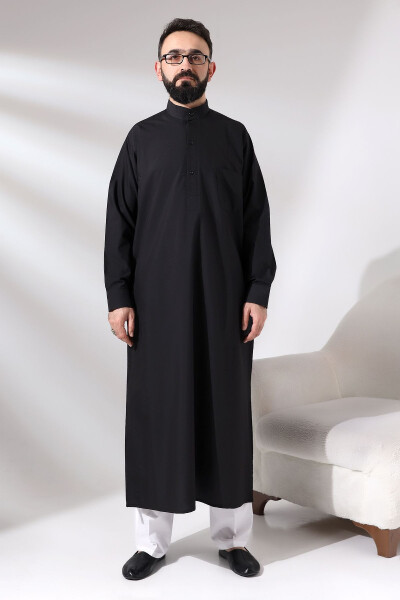 Black dagron fabric Ihram clothing for men, suitable for Hajj and Umrah - 1