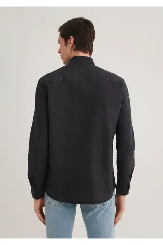 Black Denim Shirt Slim Fit / Dar Kesim 0211128-90 - 6