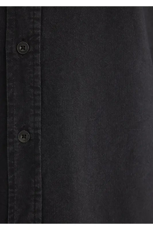 Black Denim Shirt Slim Fit / Dar Kesim 0211128-90 - 8