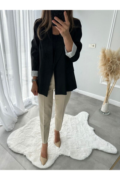 Black Double-Breasted Blazer Jacket - 4