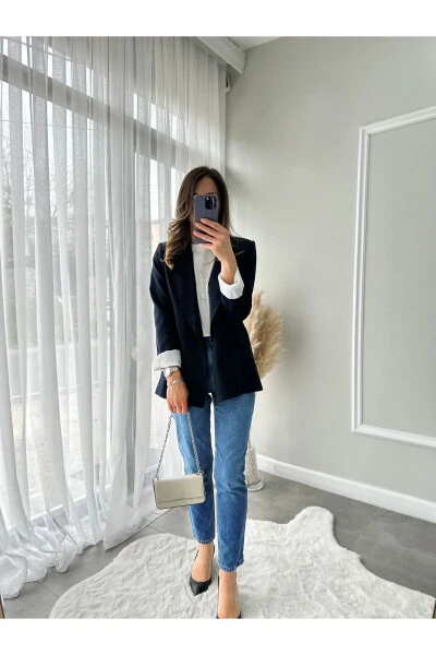 Black Double-Breasted Blazer Jacket - Modazone