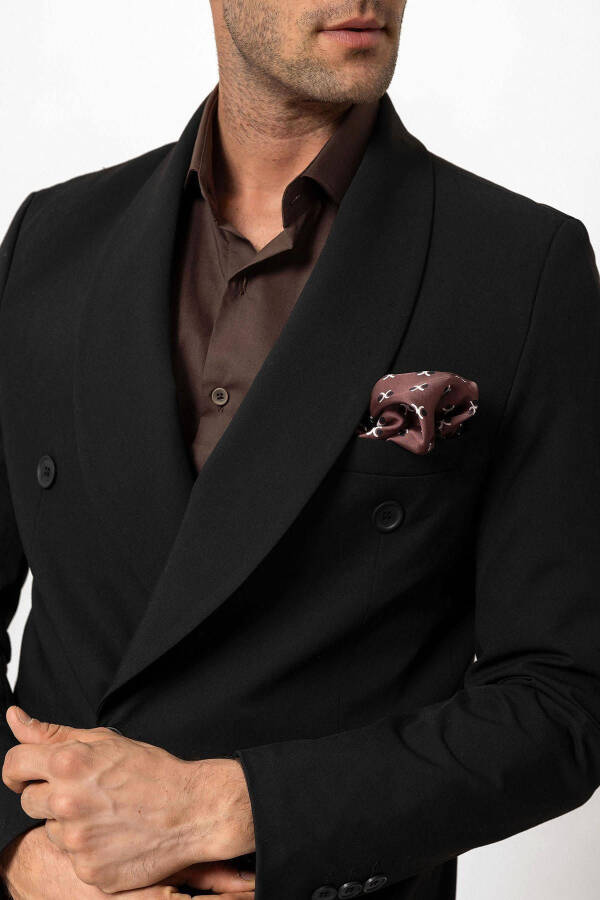 Black Double-Breasted Regular Fit Men's Blazer Jacket - 16