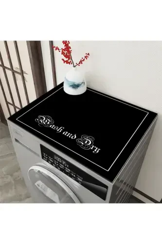 Black Dryer Washing Machine Cover Protection Mat Waterproof Non-Slip Washable-PATTERN - 1