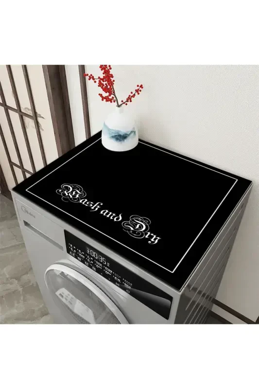 Black Dryer Washing Machine Cover Protection Mat Waterproof Non-Slip Washable-PATTERN - ELSE HALI