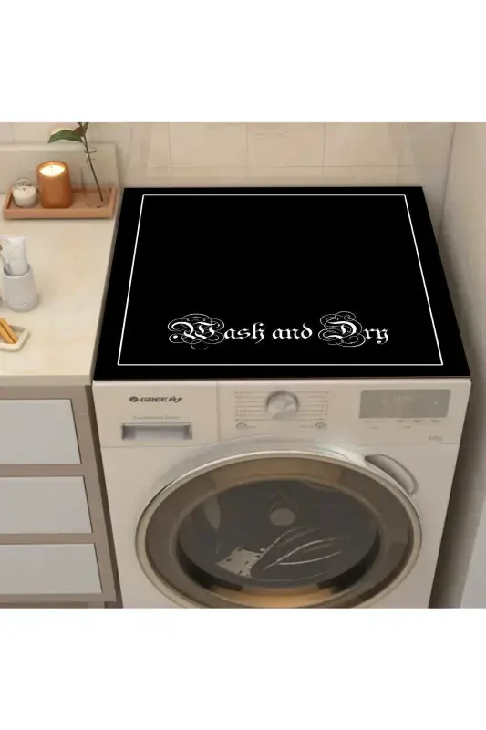 Black Dryer Washing Machine Cover Protection Mat Waterproof Non-Slip Washable-PATTERN - 2